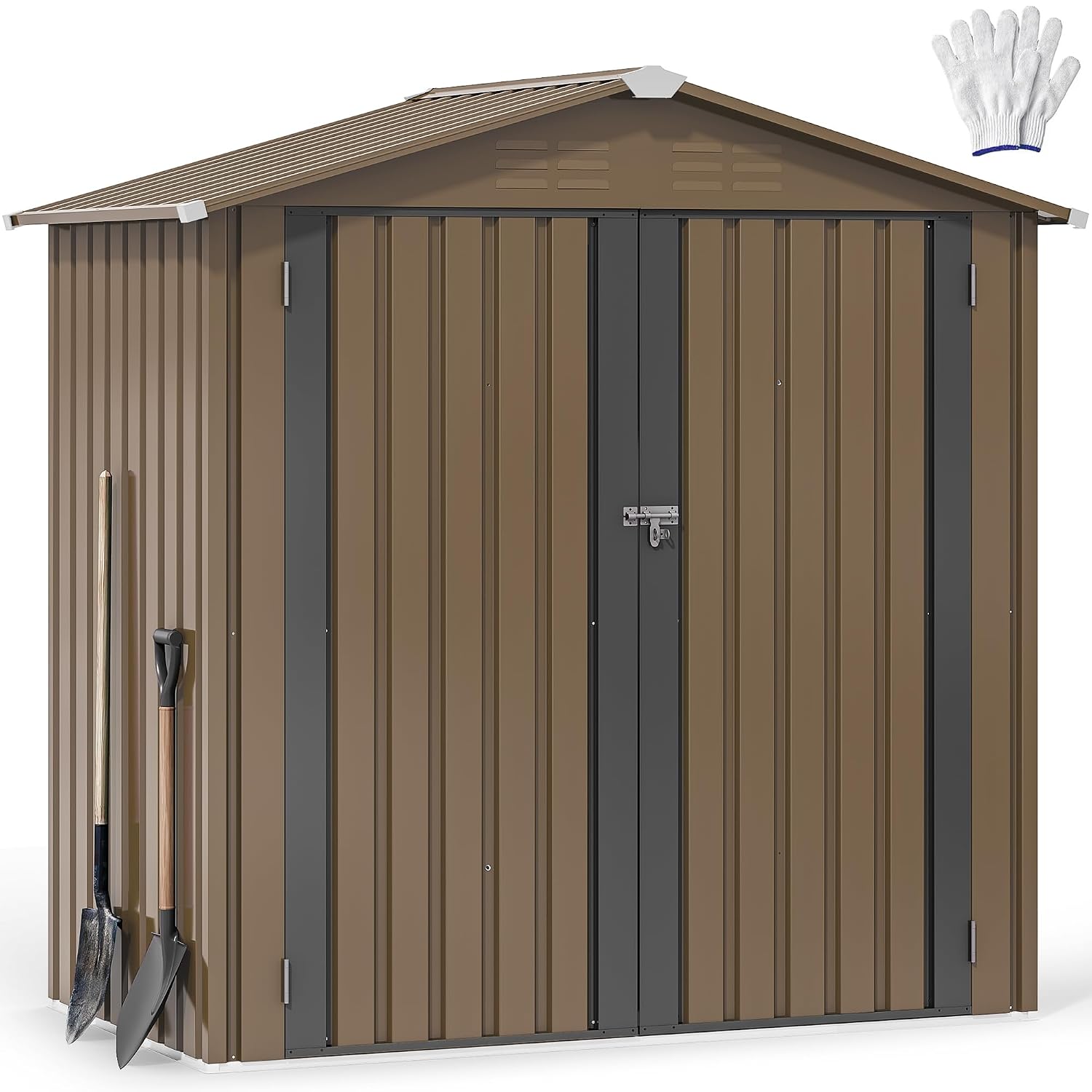 Outdoor Furniture With Storage - 6x4ft Metal Outdoor Storage Shed, Waterproof