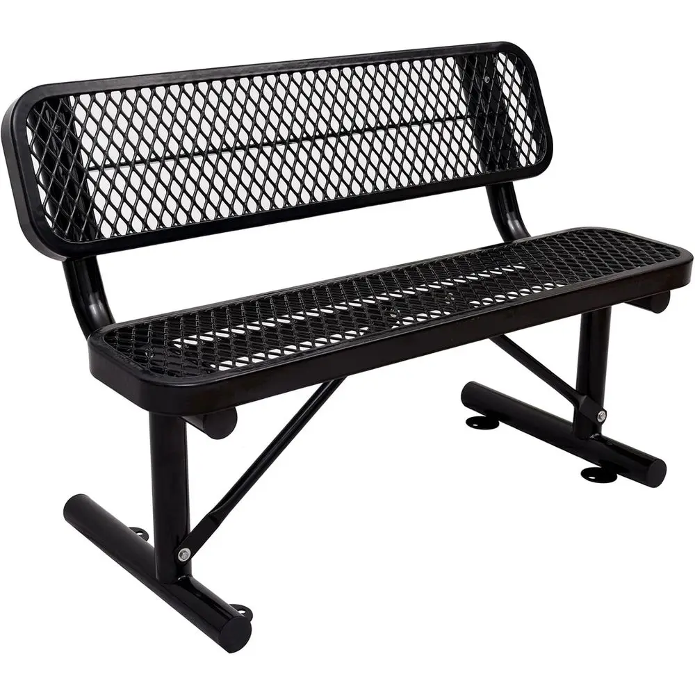 Garden Bench Metal - Heavy-Duty Outdoor Metal Bench with Backrest,