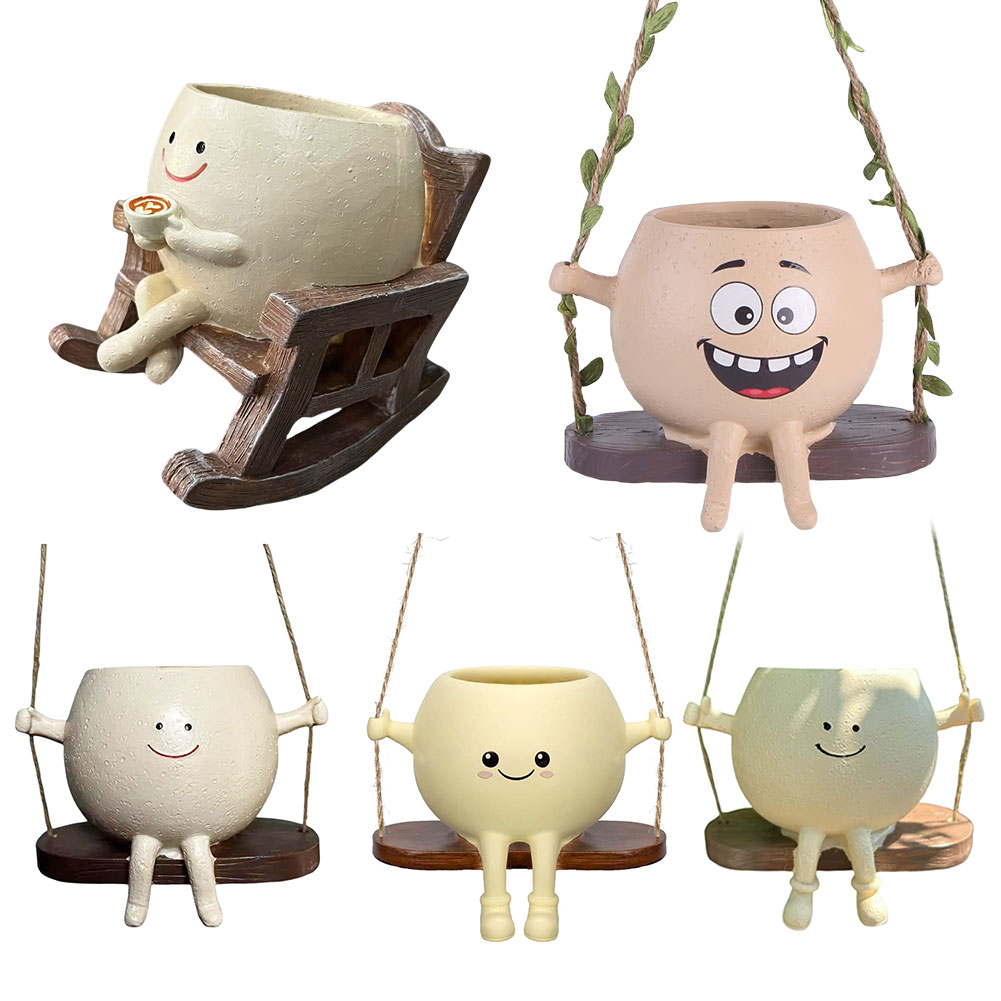 Garden Swing Chair - Creative Rocking Chair/Swing Face Planter Pot