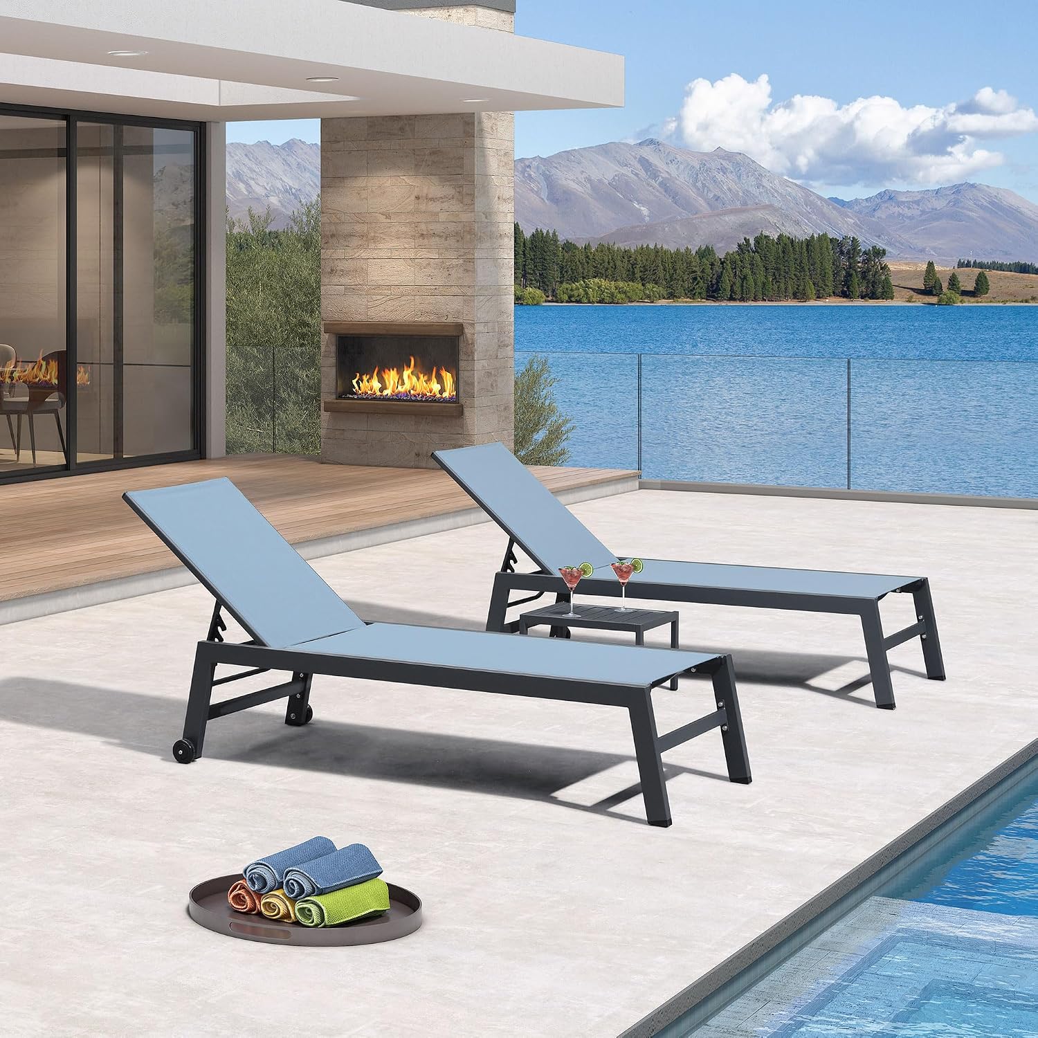 Outdoor Furniture Quick Dry - Quick-Dry Textilene Lounge Chair Set for