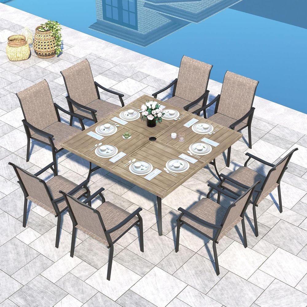 Patio Dining Set 9 Pieces, 8 Q - đánh giá và giá Outdoor Furniture Quick Dry