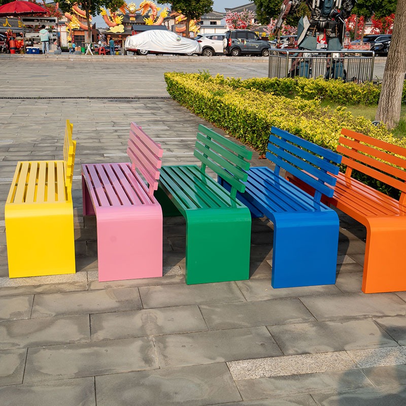 Colorful Modern Outdoor Metal  - đánh giá và giá Garden Bench Metal