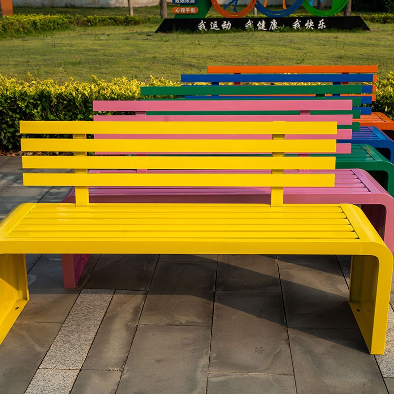 Colorful Modern Outdoor Metal  - đánh giá và giá Garden Bench Metal