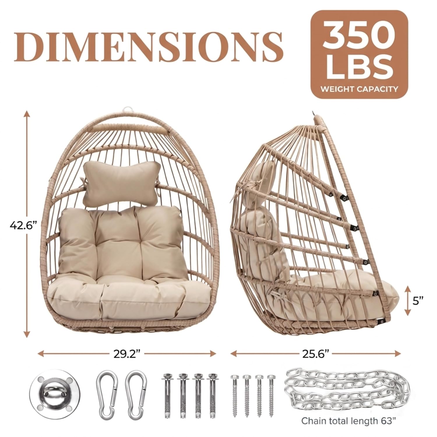 350LBS Wicker Hanging Egg Swin - đánh giá và giá Outdoor Furniture Without Cushions