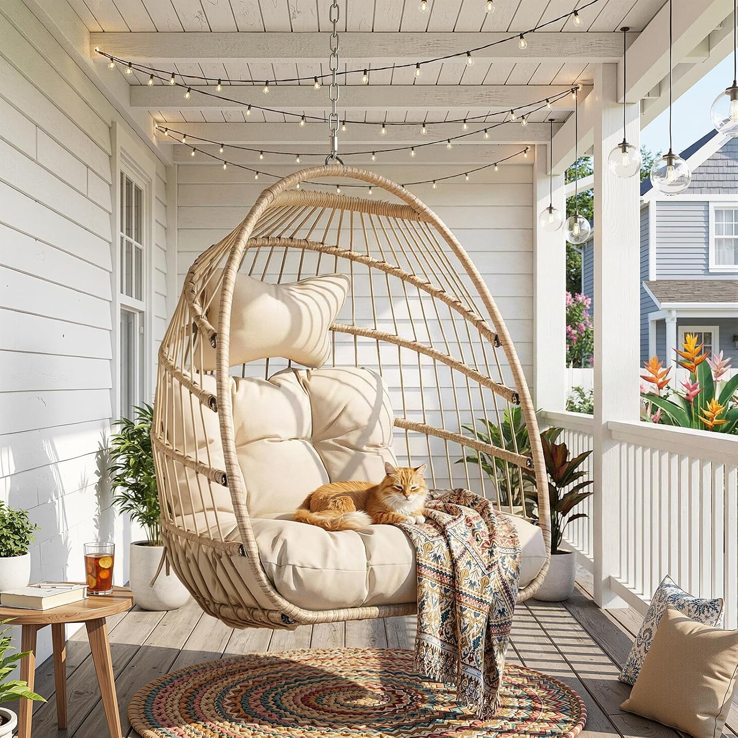 350LBS Wicker Hanging Egg Swin - đánh giá và giá Outdoor Furniture Without Cushions
