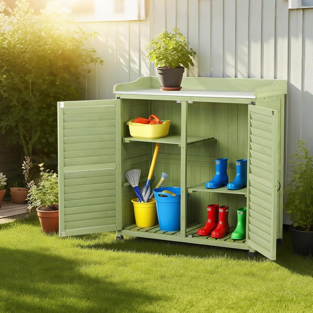 Outdoor Potting Bench with Met - đánh giá và giá Garden Bench Metal
