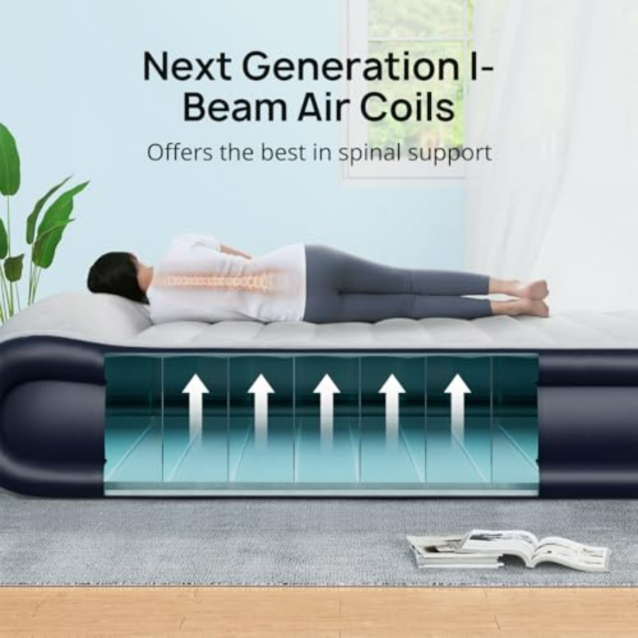 Queen Air Mattress with Built- - đánh giá và giá Outdoor Furniture Pillows
