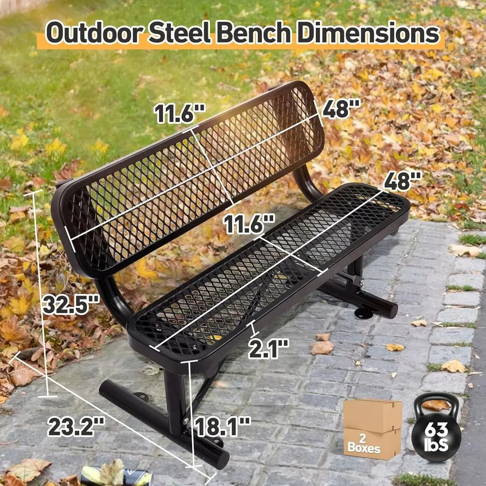 Heavy-Duty Outdoor Metal Bench - đánh giá và giá Garden Bench Metal