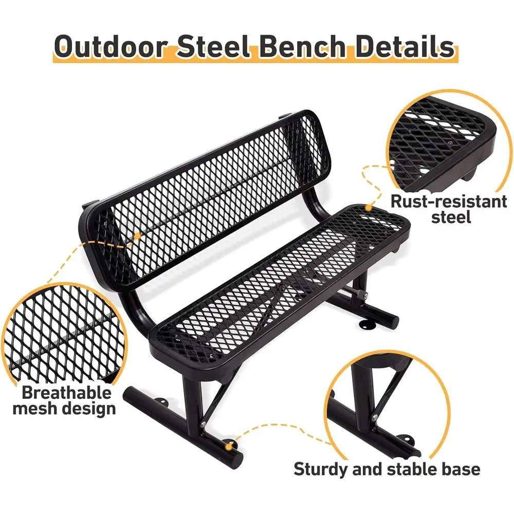 Heavy-Duty Outdoor Metal Bench - đánh giá và giá Garden Bench Metal