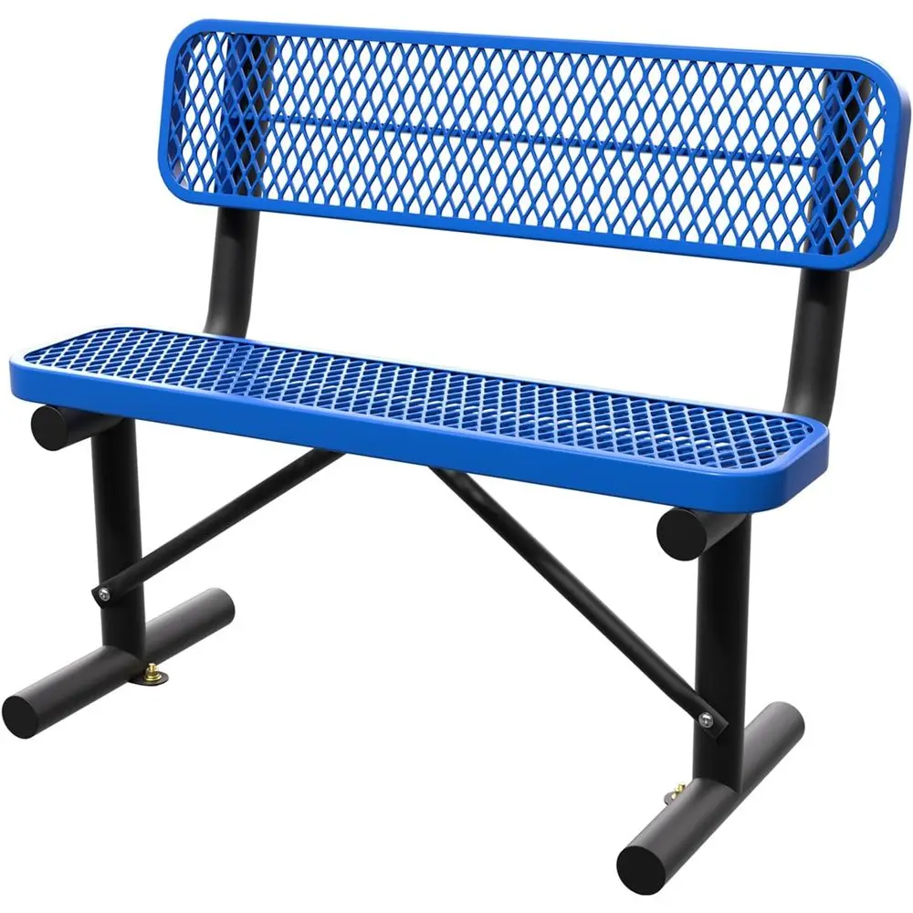 Heavy-Duty Blue Outdoor Metal  - đánh giá và giá Garden Bench Metal