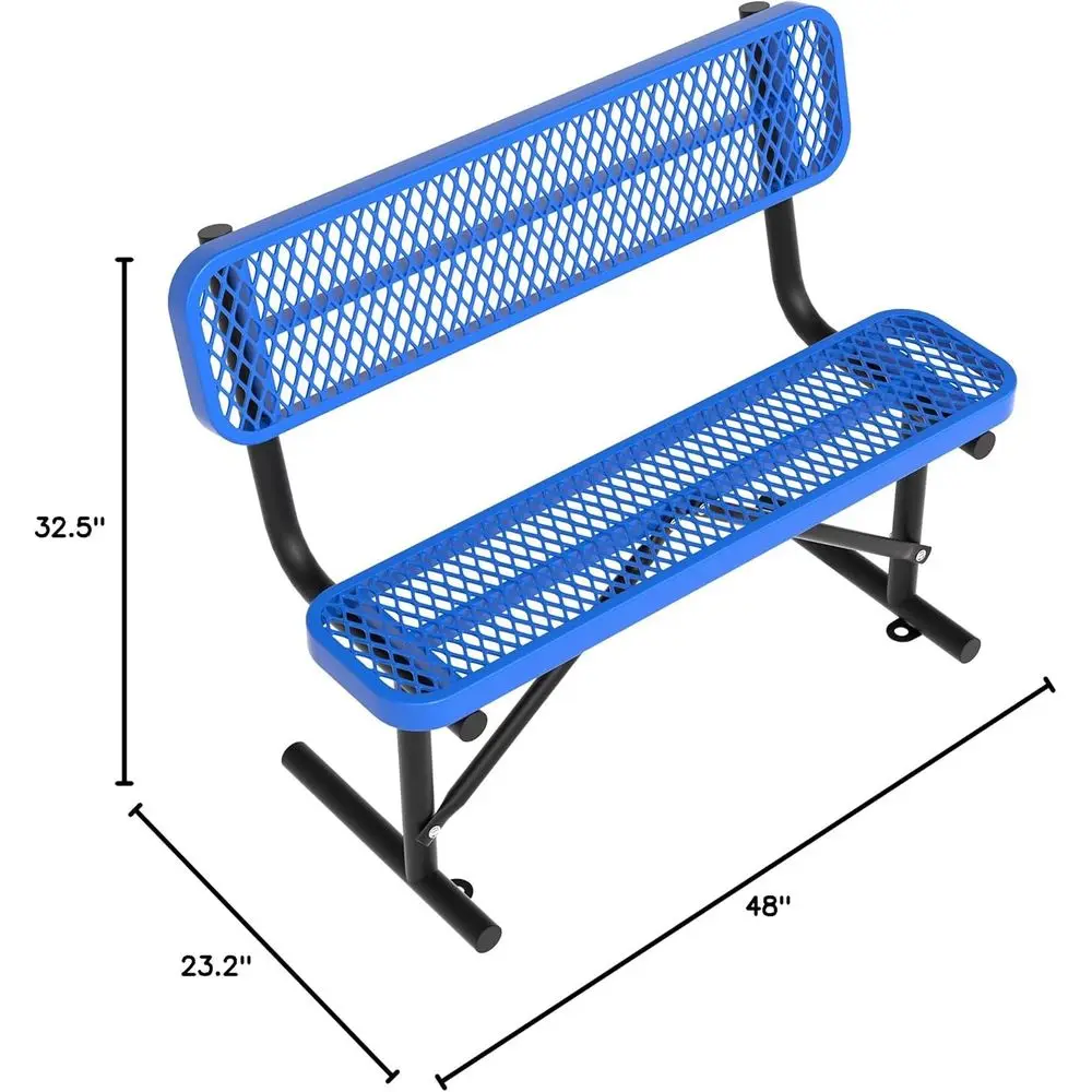 Heavy-Duty Blue Outdoor Metal  - đánh giá và giá Garden Bench Metal