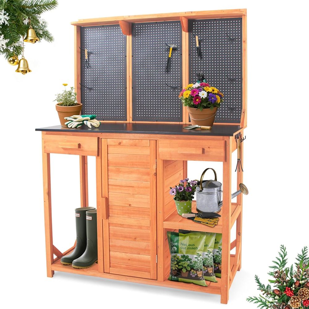Wooden Garden Potting Bench wi - đánh giá và giá Garden Bench Metal