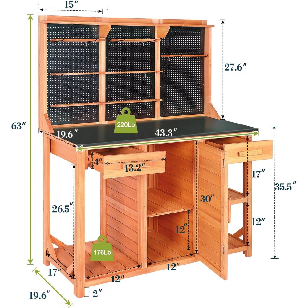 Wooden Garden Potting Bench wi - đánh giá và giá Garden Bench Metal