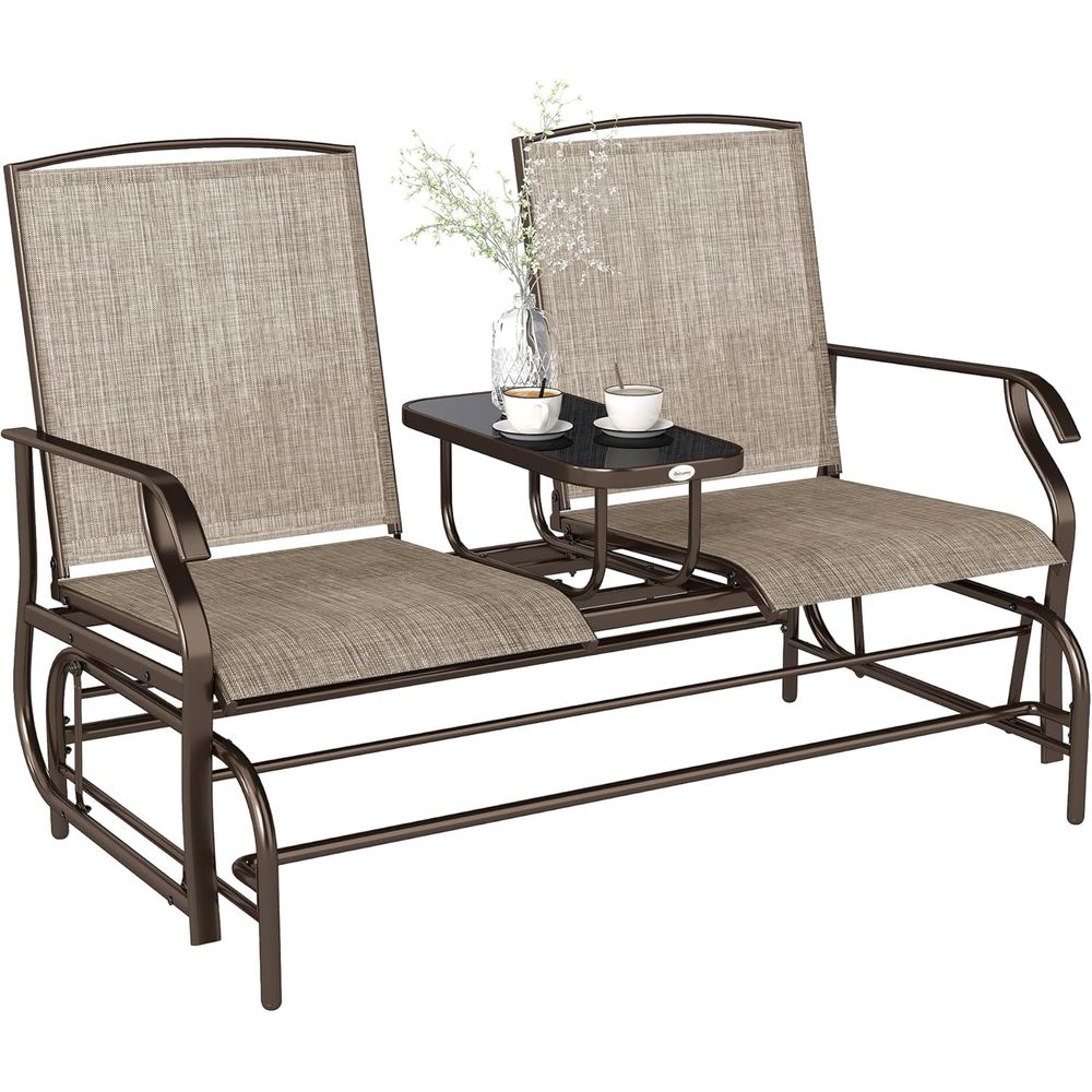 Outdoor Glider Bench with Cent - đánh giá và giá Garden Bench Metal