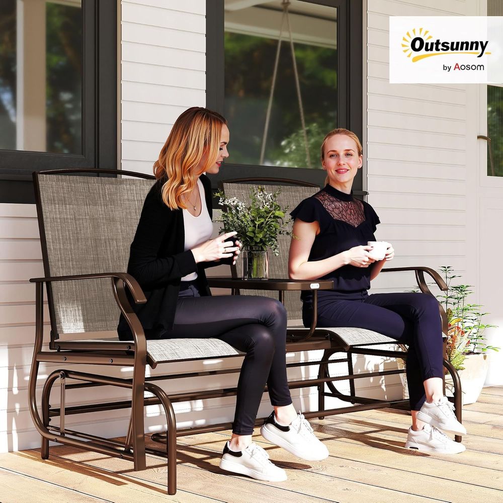 Outdoor Glider Bench with Cent - đánh giá và giá Garden Bench Metal