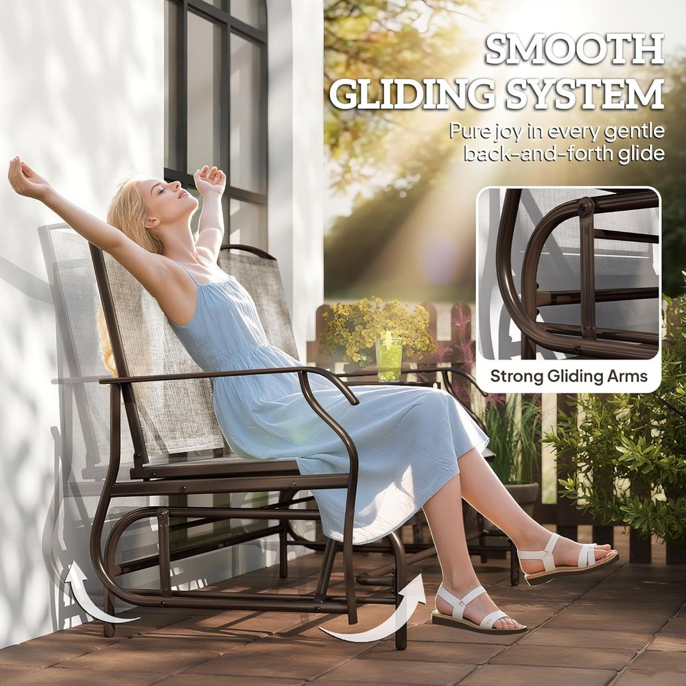Outdoor Glider Bench with Cent - đánh giá và giá Garden Bench Metal