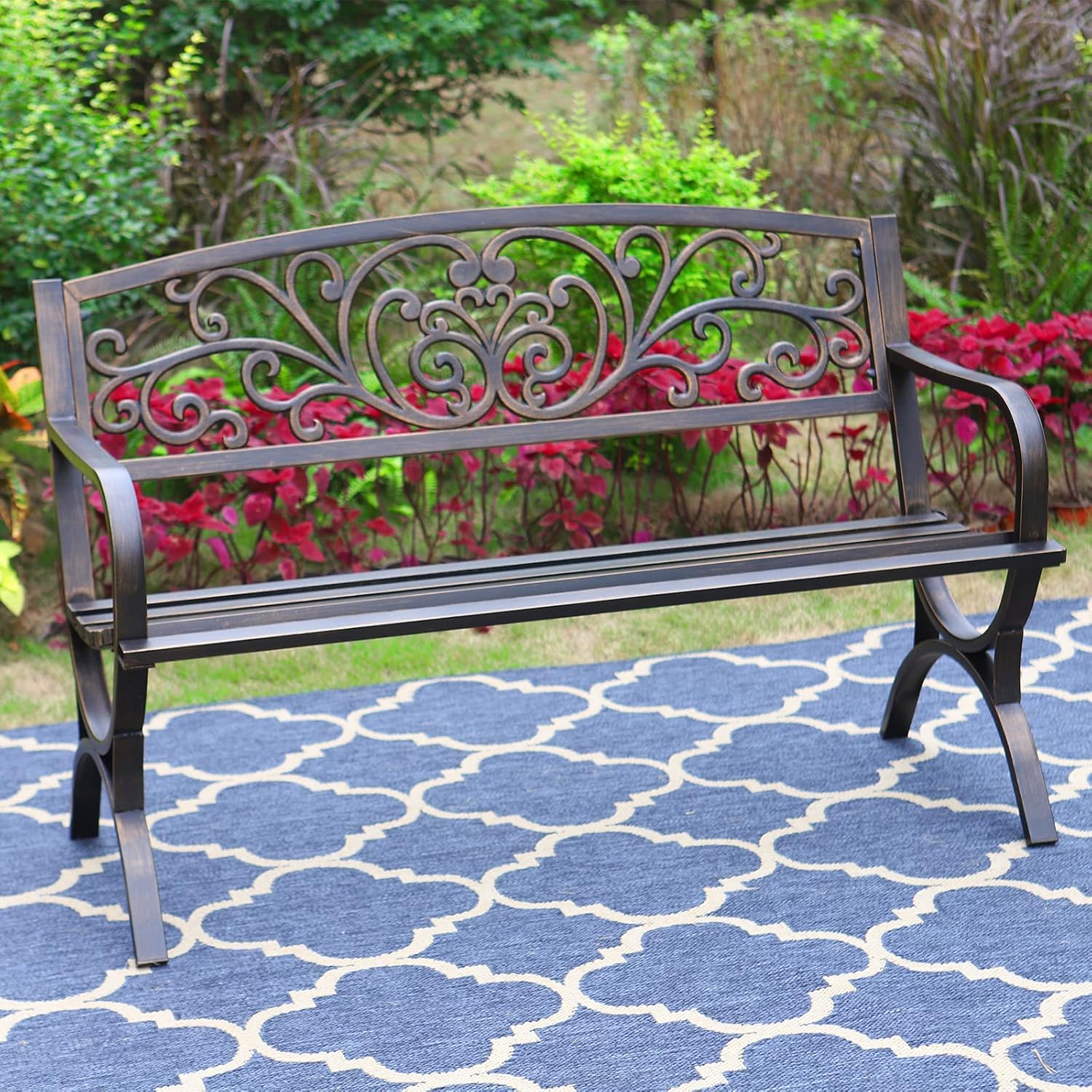 Bronze 50 Inch Outdoor Garden  - đánh giá và giá Garden Bench Metal