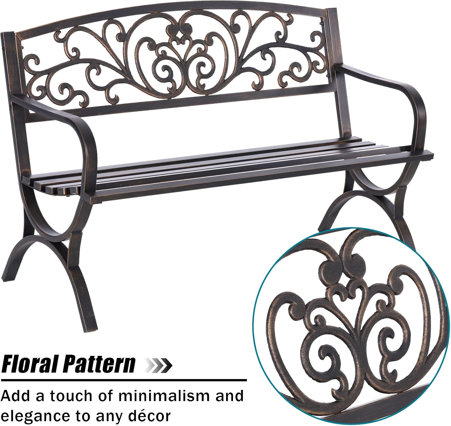 Bronze 50 Inch Outdoor Garden  - đánh giá và giá Garden Bench Metal