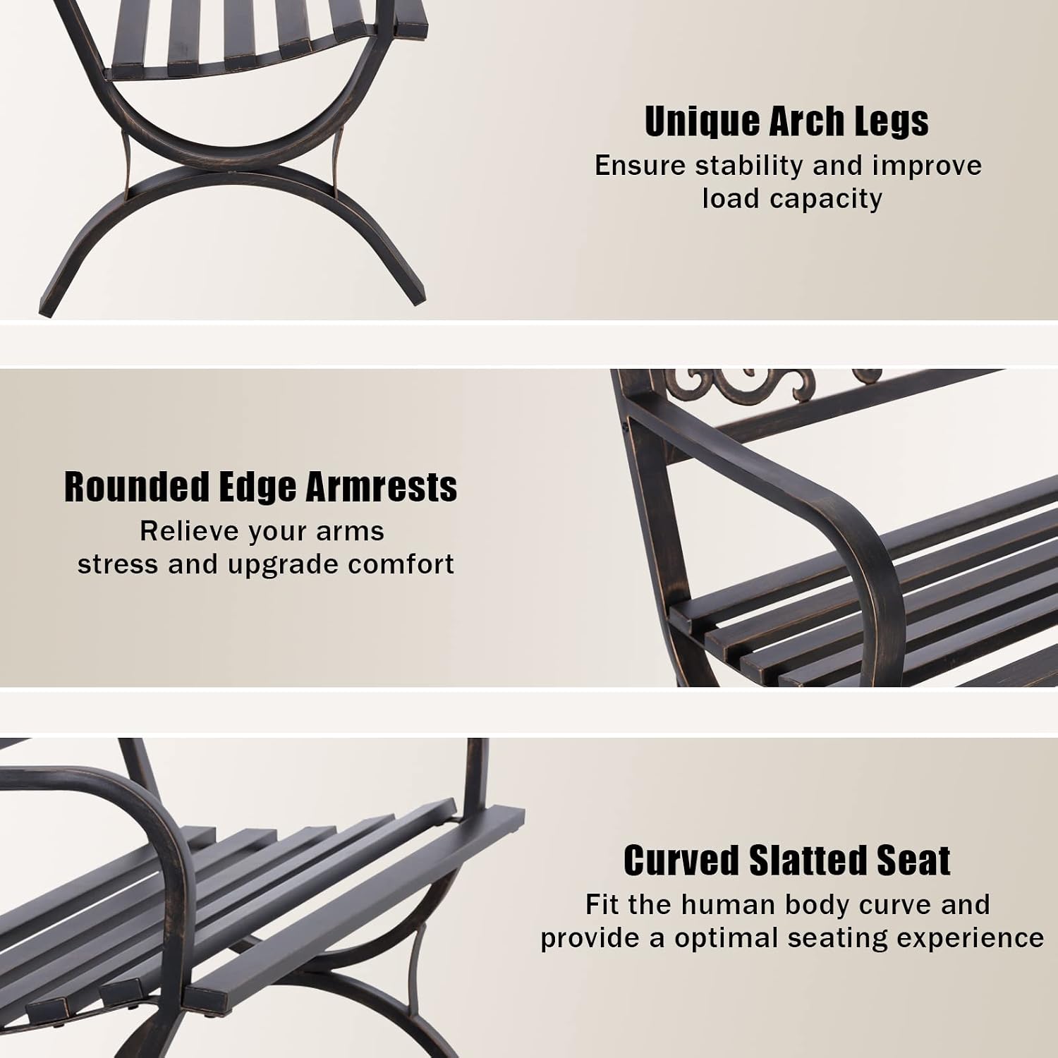 Bronze 50 Inch Outdoor Garden  - đánh giá và giá Garden Bench Metal