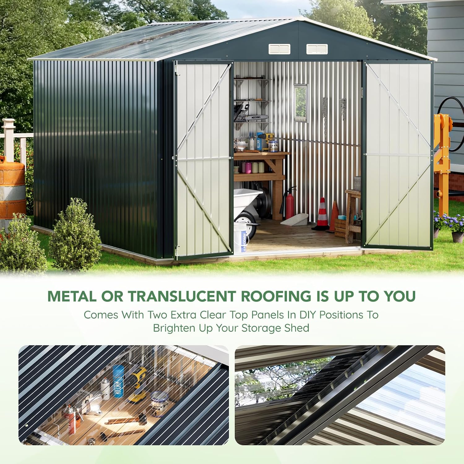 10x12X7.5FT Outdoor Steel Stor - đánh giá và giá Outdoor Furniture With Storage