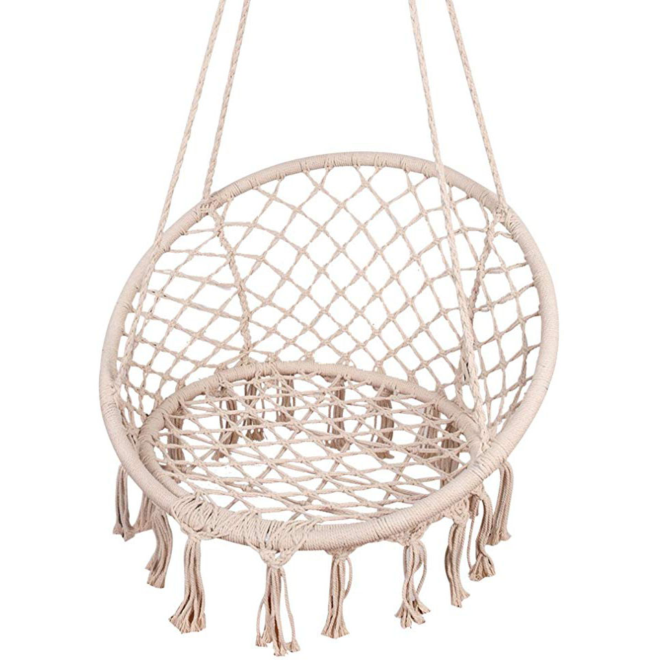 White Hanging Cotton Rope Macr - đánh giá và giá Garden Swing Chair