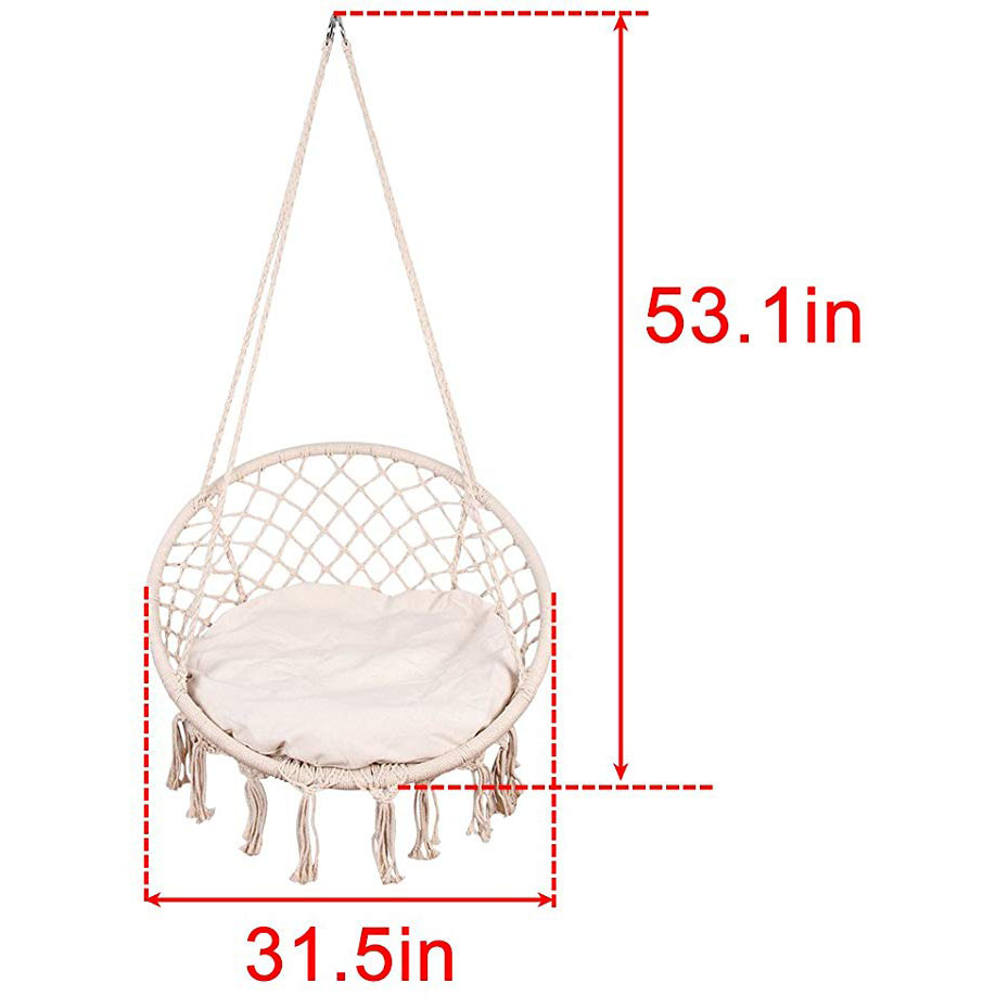 White Hanging Cotton Rope Macr - đánh giá và giá Garden Swing Chair
